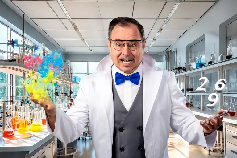 Professeur Alchimus au laboratoire magique